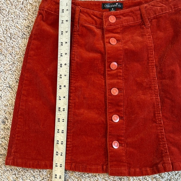 Chocolate USA Burnt Orange Corduroy Button-Front Retro Y2K Mini Skirt Sz S - Picture 8 of 8